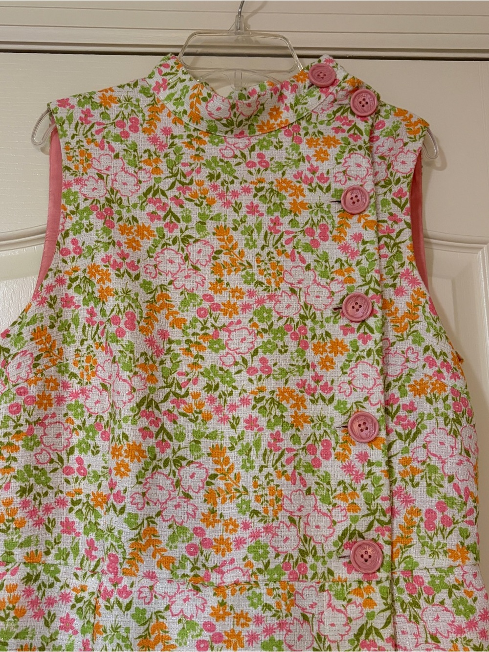 Floral A-Line Sleeveless Romper - Pink & Green - Picture 4 of 14